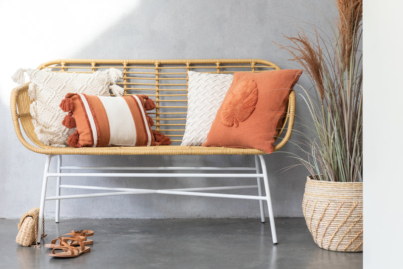 Cushion Stripe+Tassel Textile Terracotta