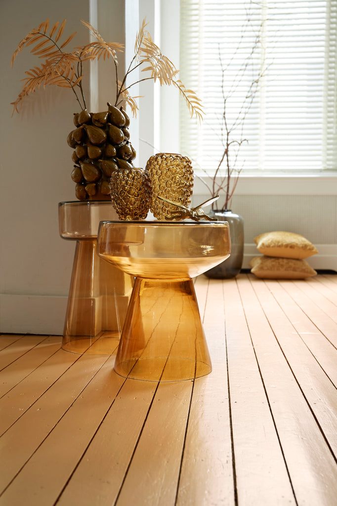 Side table 30x50 cm DAKWA glass ocher yellow