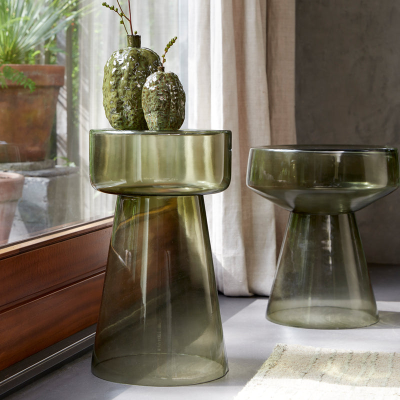 Side table 37x44 cm DAKWA glass grey green