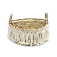 The Boho Fringe Basket - Natural White