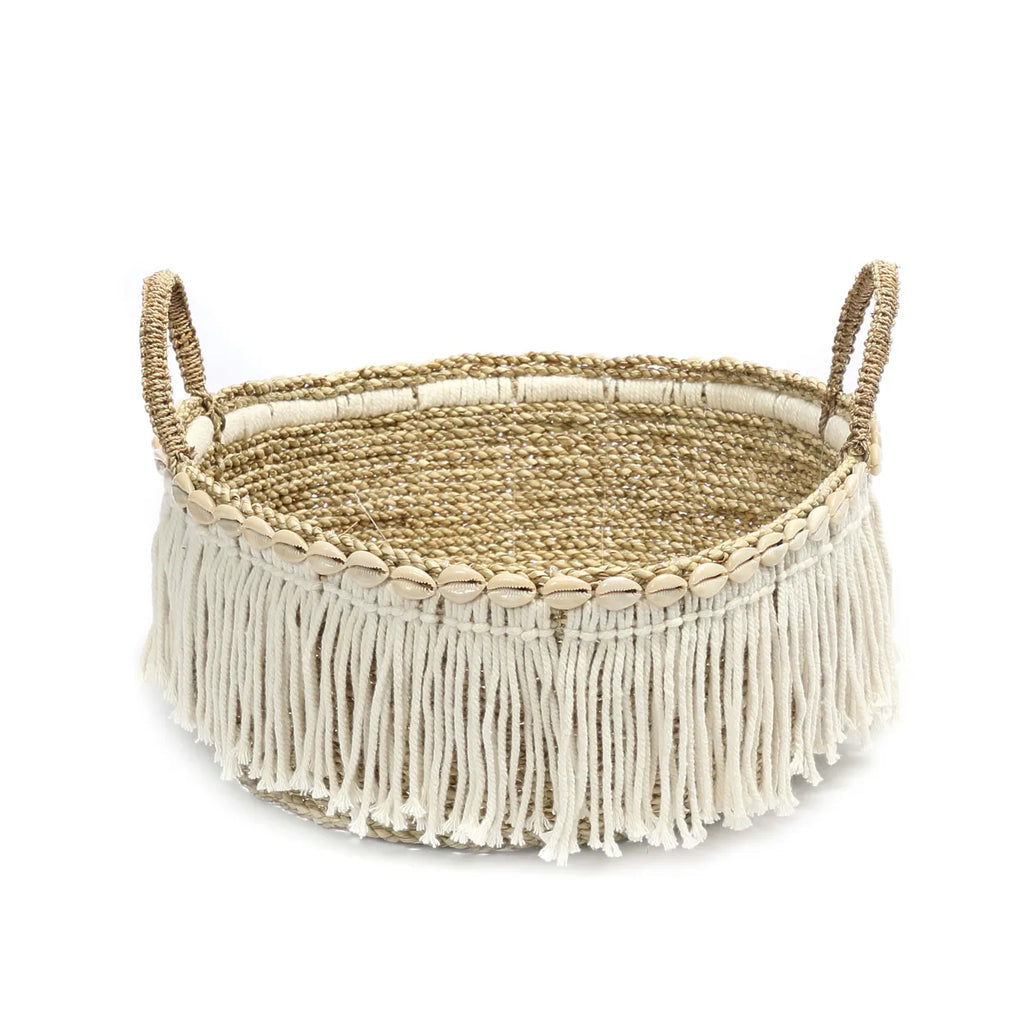 The Boho Fringe Basket - Natural White