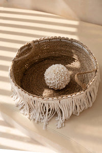 The Boho Fringe Basket - Natural White