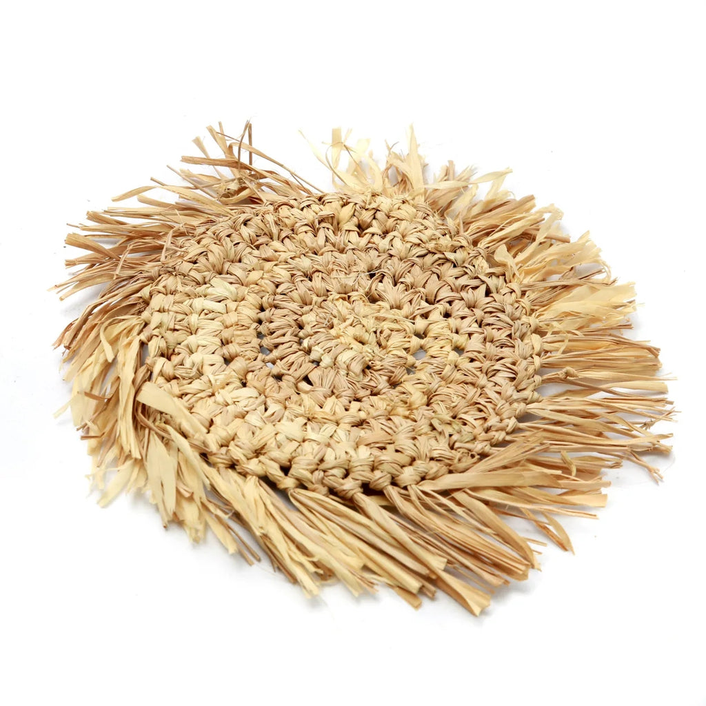 De Fringe Raffia Onderzetter - Naturel