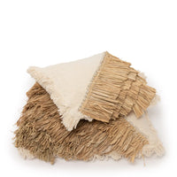 De Raffia Katoenen Kussenovertrek - Naturel Wit - 60x60