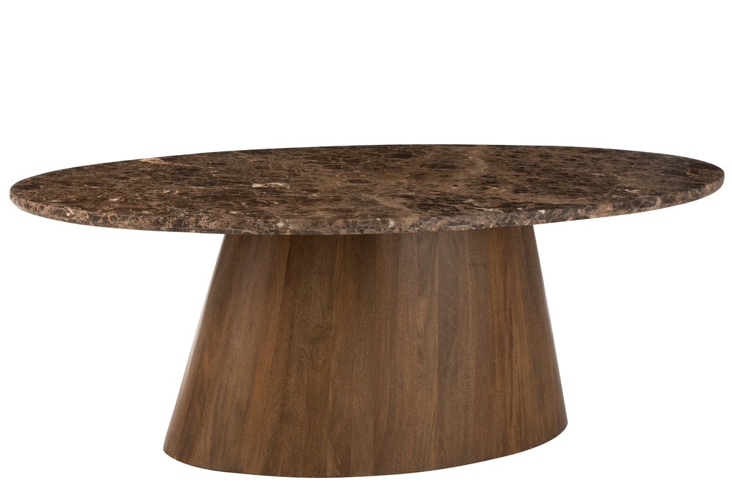 Dining Table Oval Marble/Mango Wood Brown