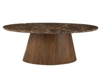 Dining Table Oval Marble/Mango Wood Brown