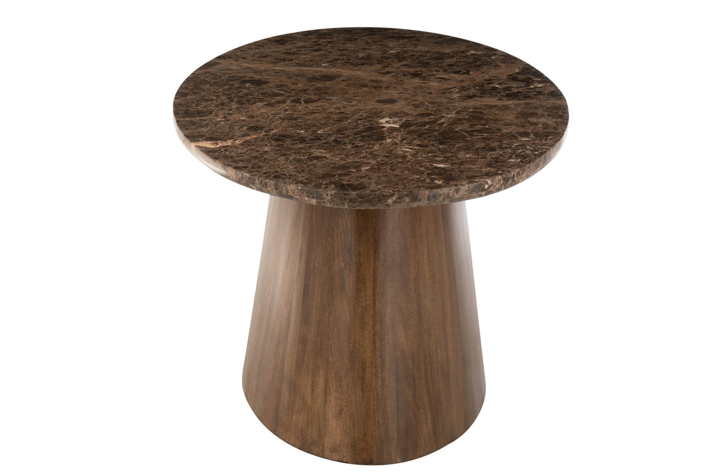 Dining Table Oval Marble/Mango Wood Brown