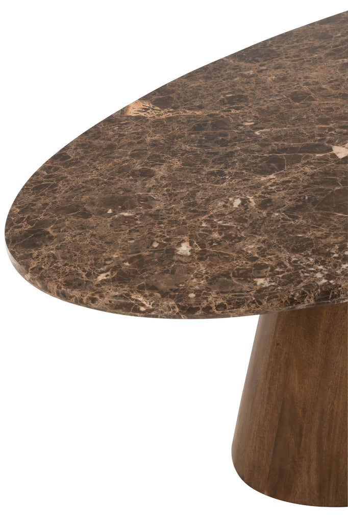 Dining Table Oval Marble/Mango Wood Brown