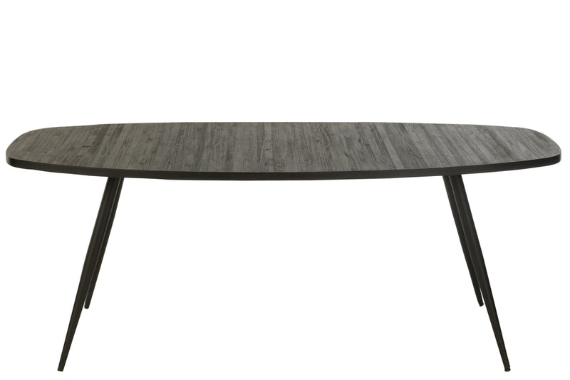 Dining Table Oval Recycle Teak Black