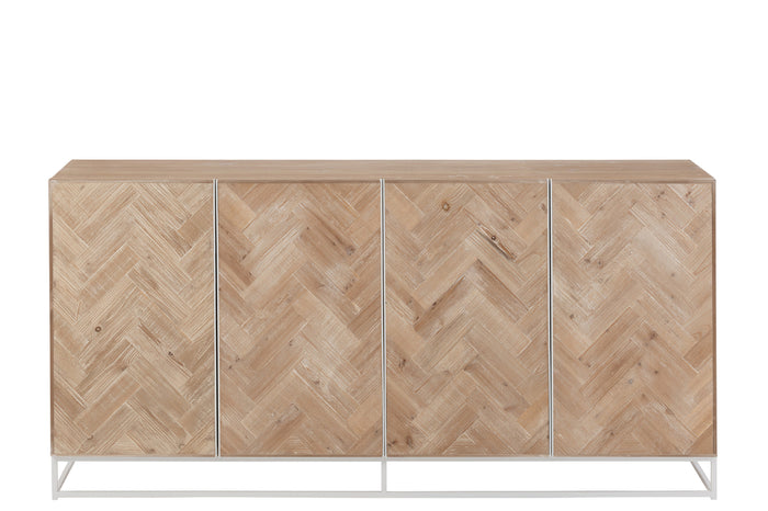 Dresser 4 Doors Zigzag Wood/Metal Natural/White