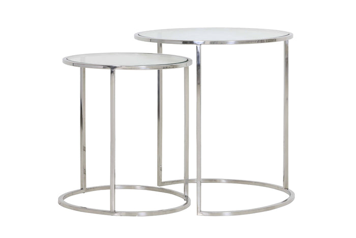 Side table S/2 40x45+50x52 cm DUARTE nickel+glass