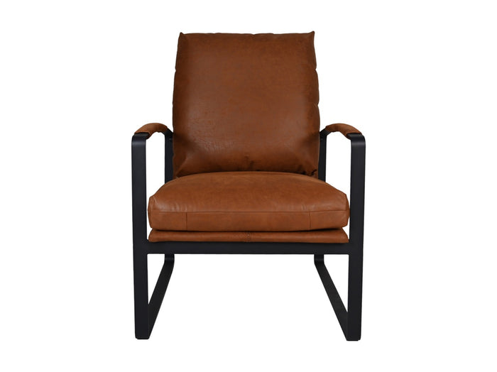 Eetkamerstoel Miami - 95x65x95 - Cognac/zwart - Leer/zwart