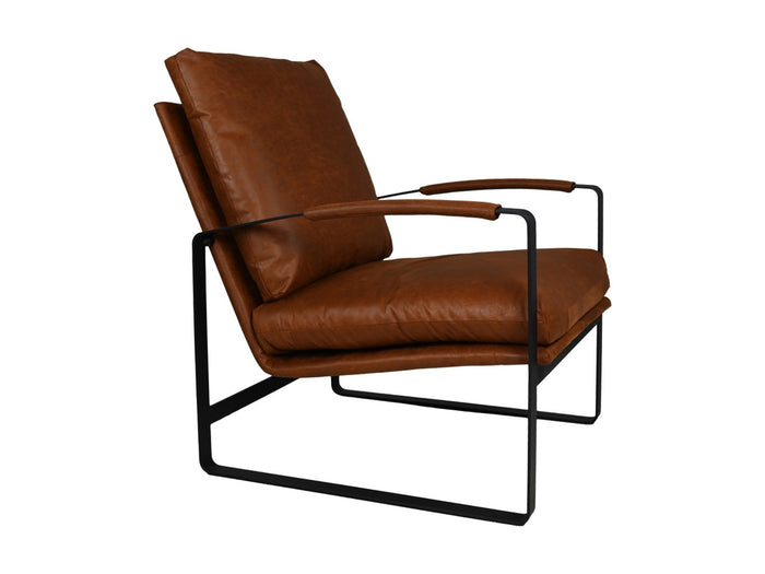 Eetkamerstoel Miami - 95x65x95 - Cognac/zwart - Leer/zwart