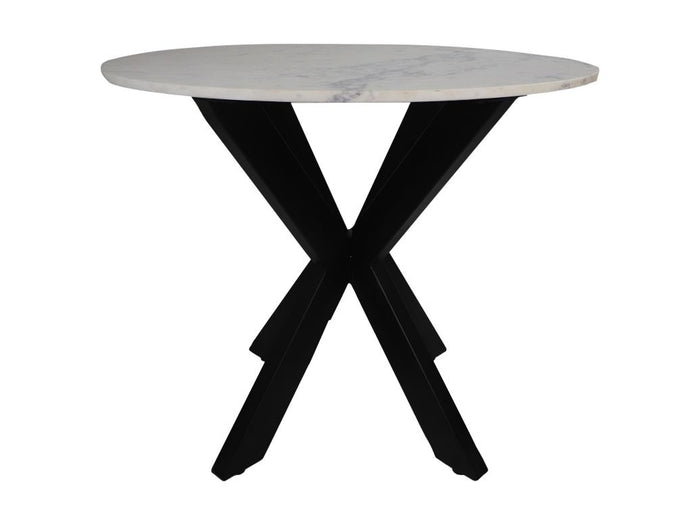 Eettafel rond marmer - ø90x76 - Wit/zwart - Marmer/metaal