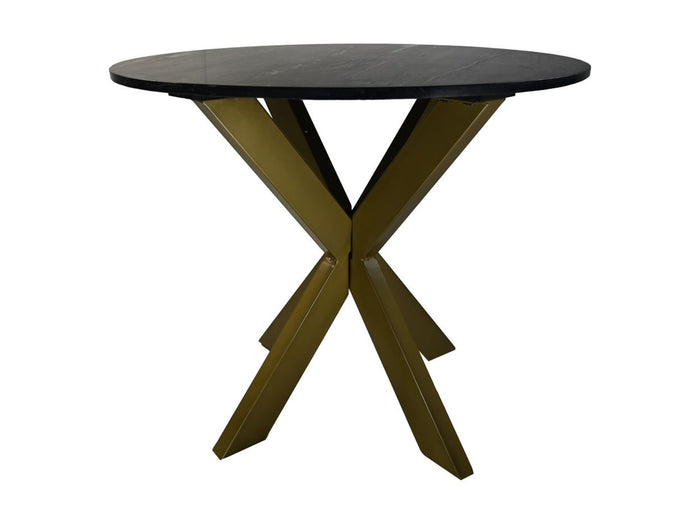 Eettafel rond marmer - ø90x76 - Zwart/goud - Marmer/metaal