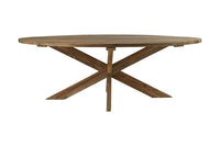 Eettafel tuin ovaal met kruispoot - 220x110x76 - Naturel - Oud teakhout