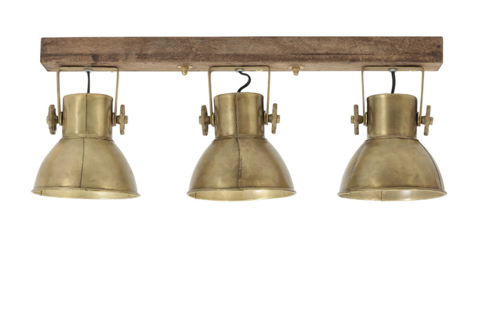 Hanging/wall lamp 3L 65x18x25 cm ELAY bronze+wood brown