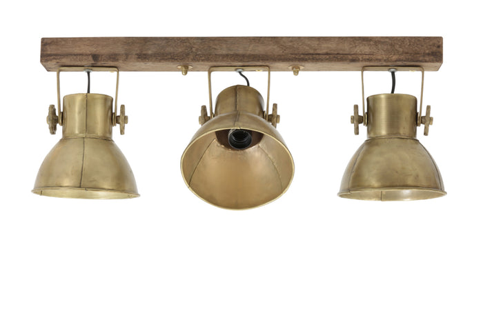 Hanging/wall lamp 3L 65x18x25 cm ELAY bronze+wood brown