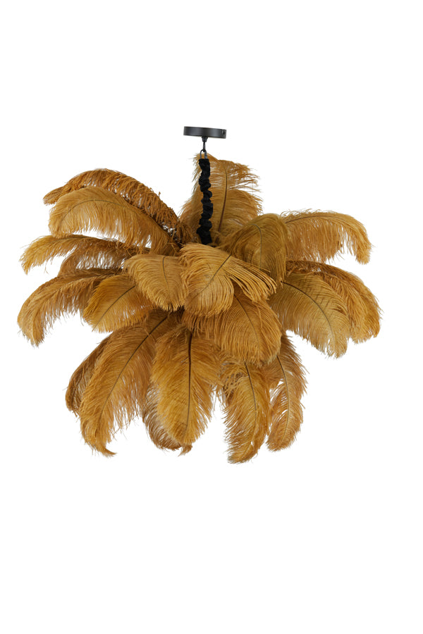 Hanging lamp E14 80 cm FEATHER black+caramel