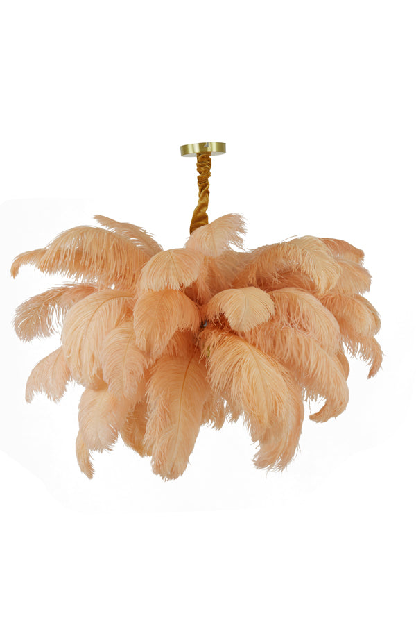 Hanging lamp E14 80 cm FEATHER gold+peach