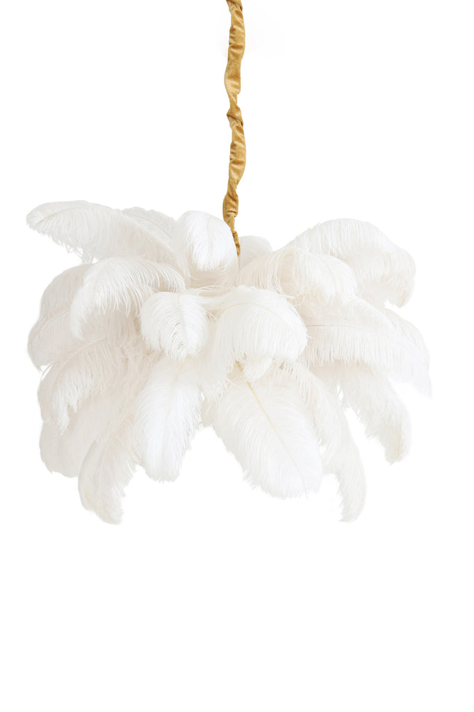 Hanging lamp E14 80 cm FEATHER gold+white