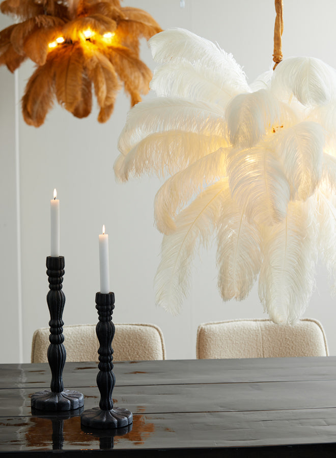 Hanging lamp E14 80 cm FEATHER gold+white