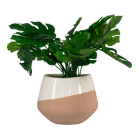 Flower pot - Flower pot in ceramic, beige/brown, round, Ø20,5x15 cm