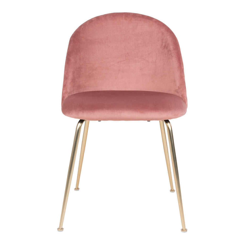 Geneve Dining Chair - Chair in rose velvet with legs in brass look - set of 2