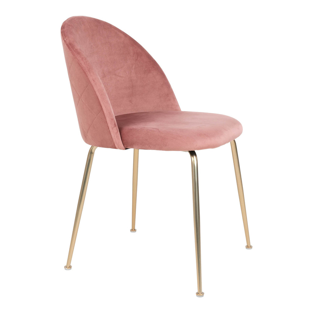 Geneve Dining Chair - Chair in rose velvet with legs in brass look - set of 2