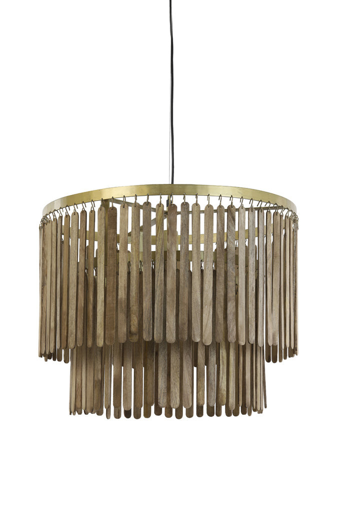 Hanging lamp 60x43 cm GULARO wood brown+bronze