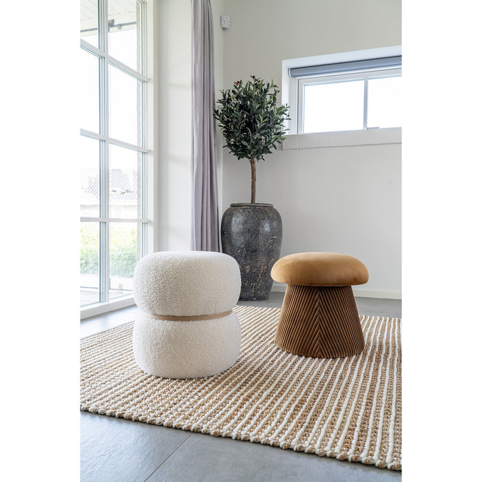 Hampton Pouf  - Pouf in velvet, ocher, Ø39x42 cm