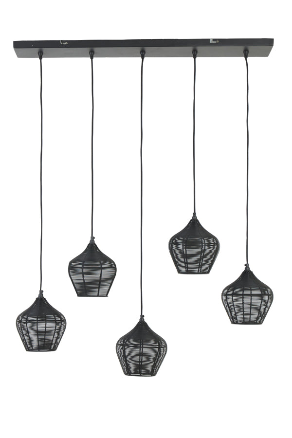 Hanging lamp 5L 100x20x122 cm ALVARO matt black