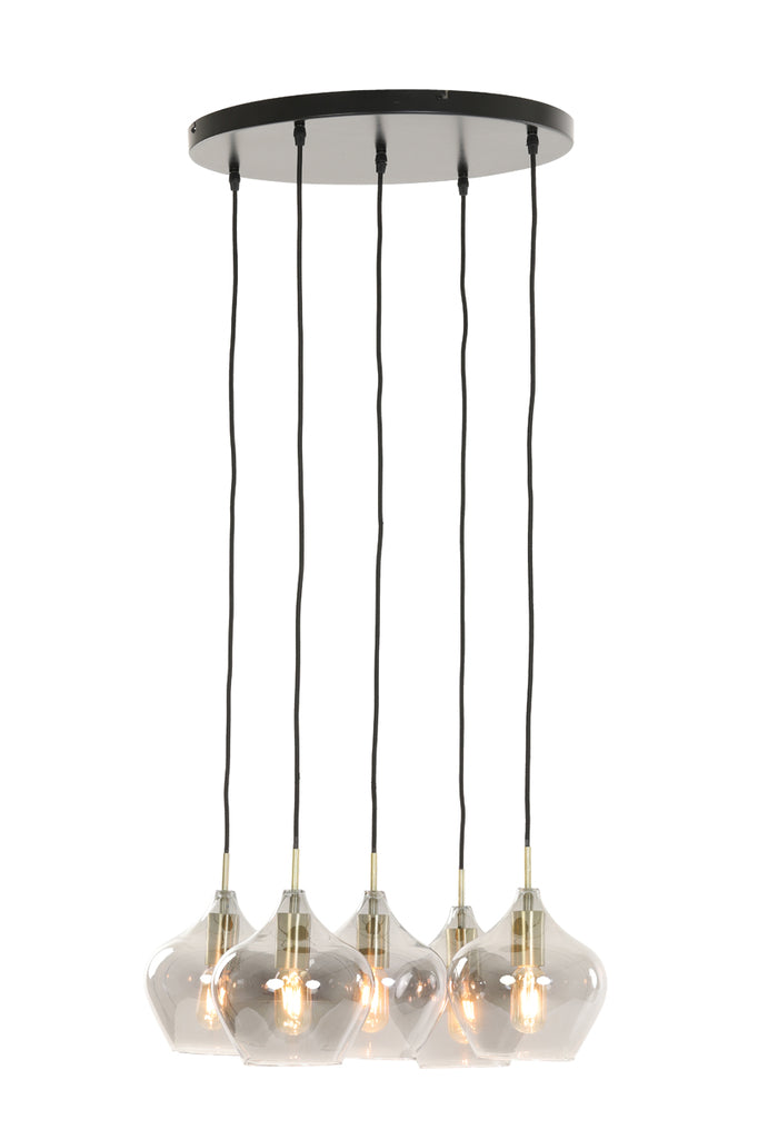 Hanging lamp 5L 61x66 cm RAKEL antique bronze+smoked