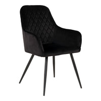 Harbo Dining Chair - Chair in black velvet with black legs - set of 2