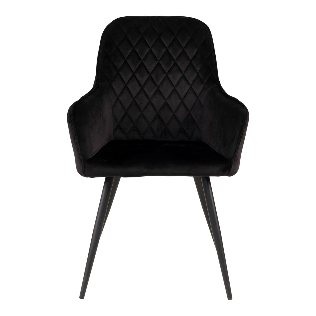 Harbo Dining Chair - Chair in black velvet with black legs - set of 2