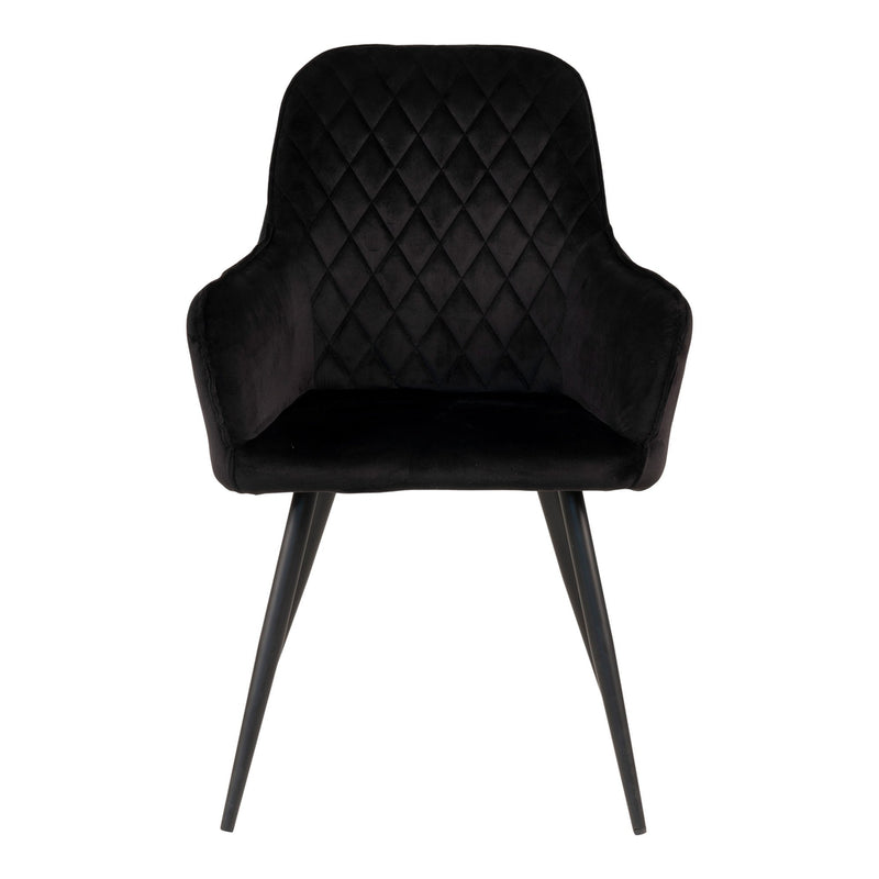 Harbo Dining Chair - Chair in black velvet with black legs - set of 2