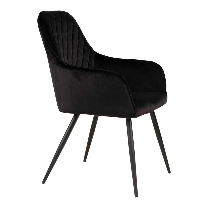 Harbo Dining Chair - Chair in black velvet with black legs - set of 2