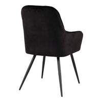 Harbo Dining Chair - Chair in black velvet with black legs - set of 2