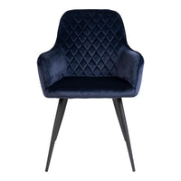 Harbo Dining Chair - Chair in blue velvet with black legs - set of 2