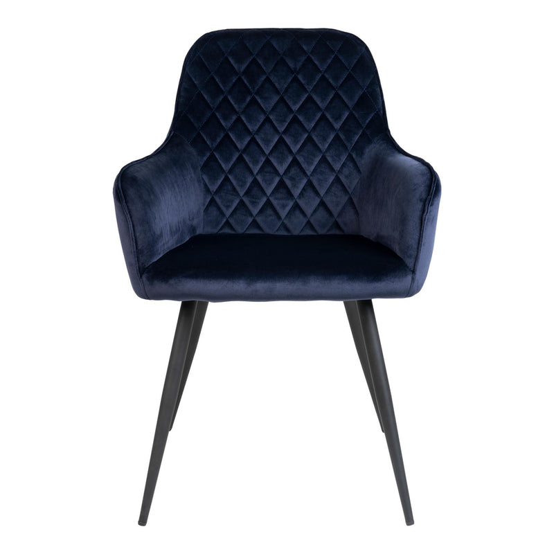 Harbo Dining Chair - Chair in blue velvet with black legs - set of 2