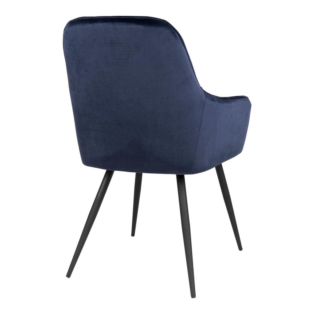 Harbo Dining Chair - Chair in blue velvet with black legs - set of 2