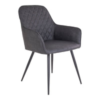 Harbo Dining Chair - Chair in dark grey PU with black legs - set of 2