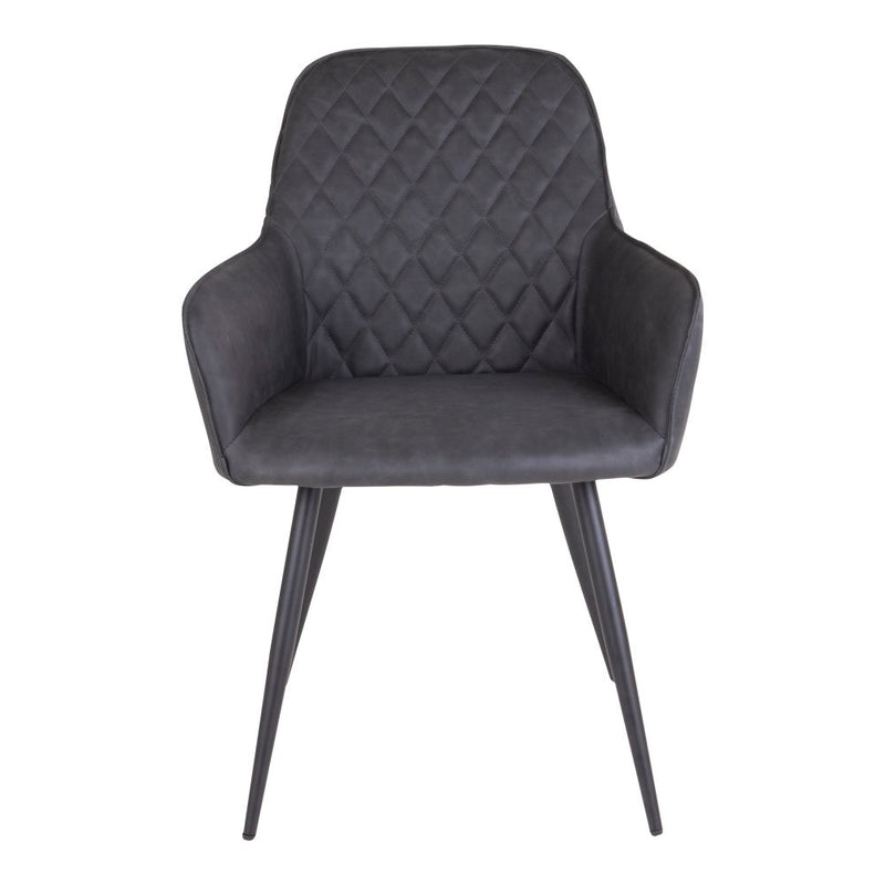 Harbo Dining Chair - Chair in dark grey PU with black legs - set of 2