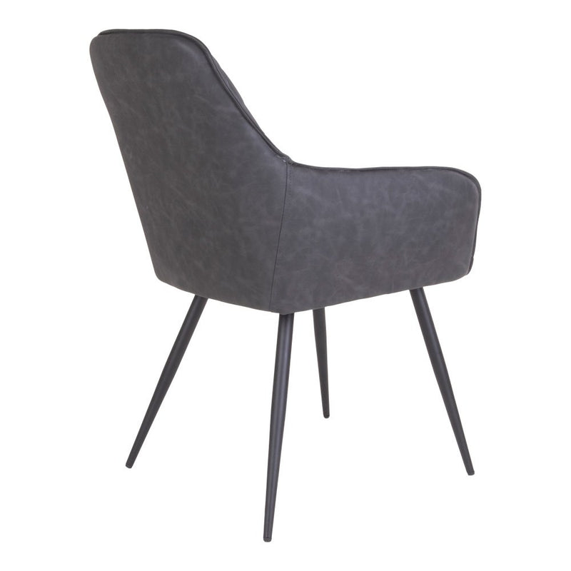 Harbo Dining Chair - Chair in dark grey PU with black legs - set of 2