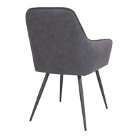 Harbo Dining Chair - Chair in dark grey PU with black legs - set of 2