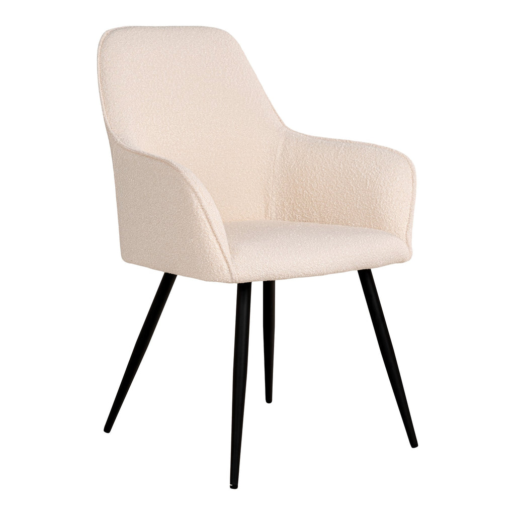 Harbo Dining Chair - Dining Chair in bouclé, white with black legs, HN1232 - set of 2