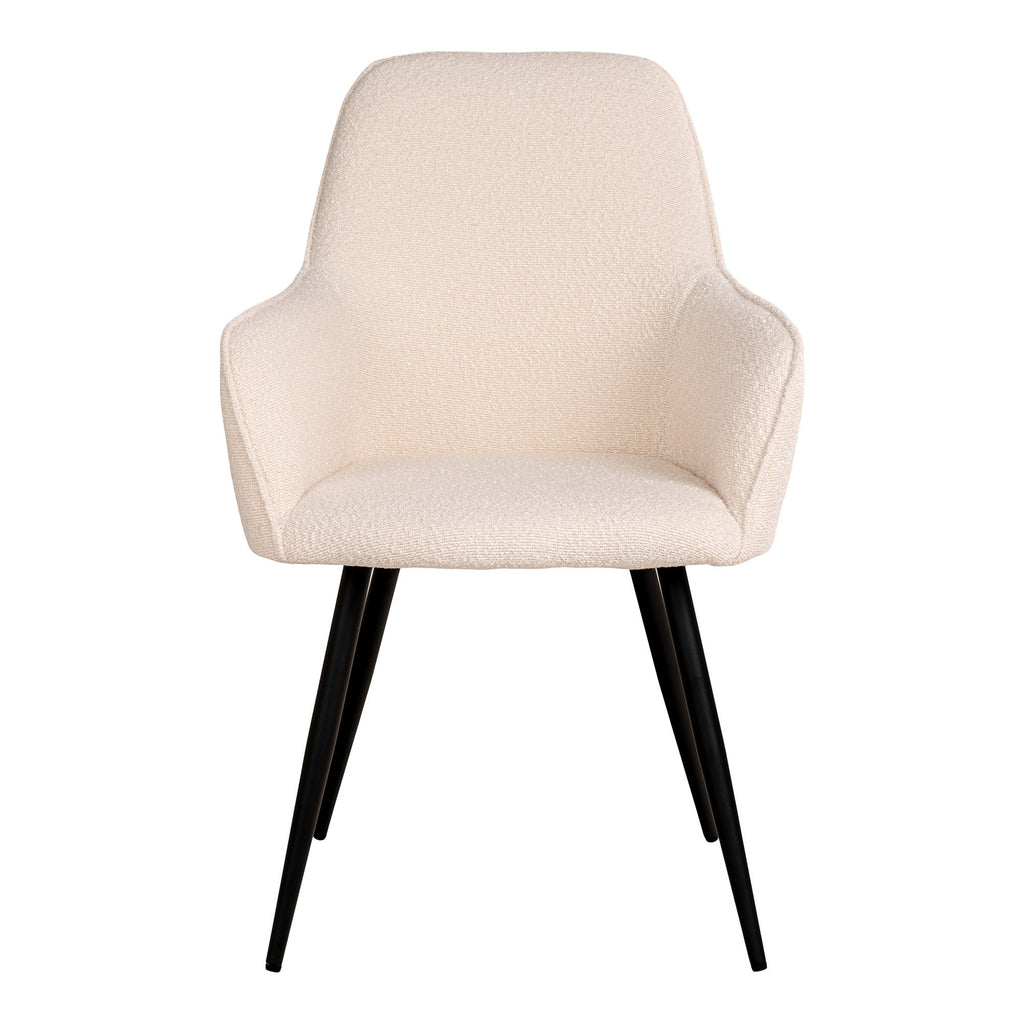 Harbo Dining Chair - Dining Chair in bouclé, white with black legs, HN1232 - set of 2