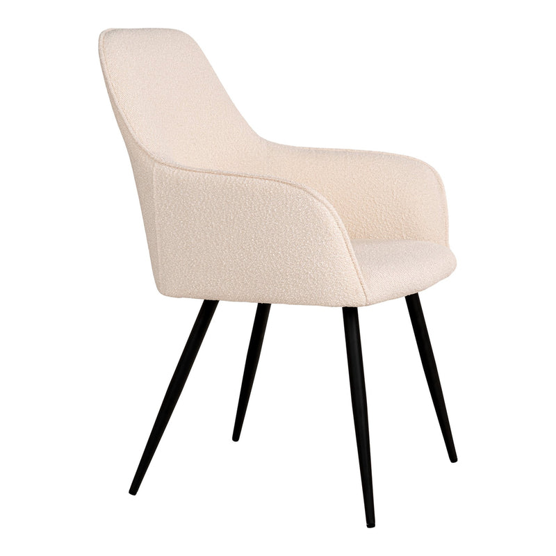 Harbo Dining Chair - Dining Chair in bouclé, white with black legs, HN1232 - set of 2