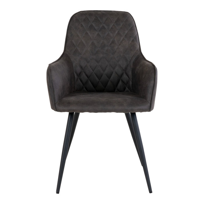 Harbo Dining Chair - Dining Chair in microfiber, dark grey with black legs, HN1229