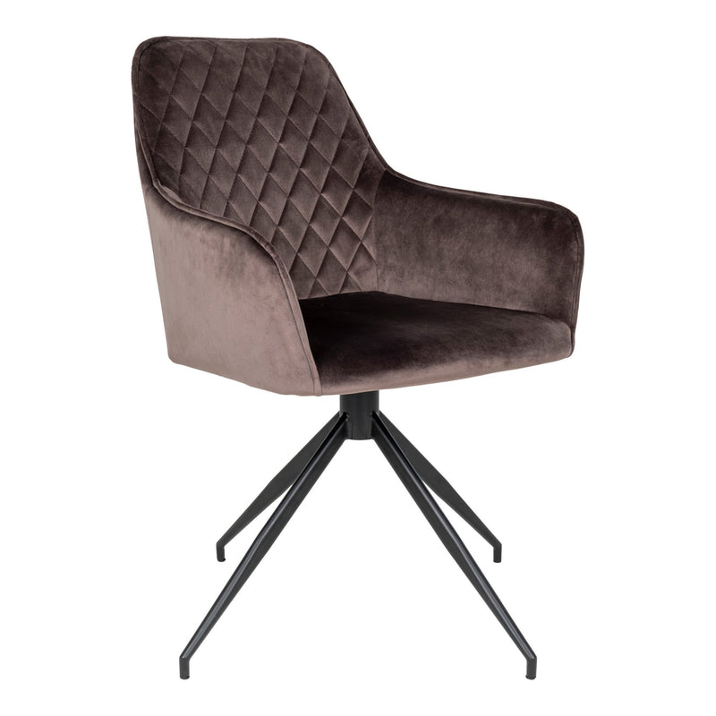 Harbo Dining Chair with Swivel - Chair with swivel in mushroom velvet with black legs HN1208